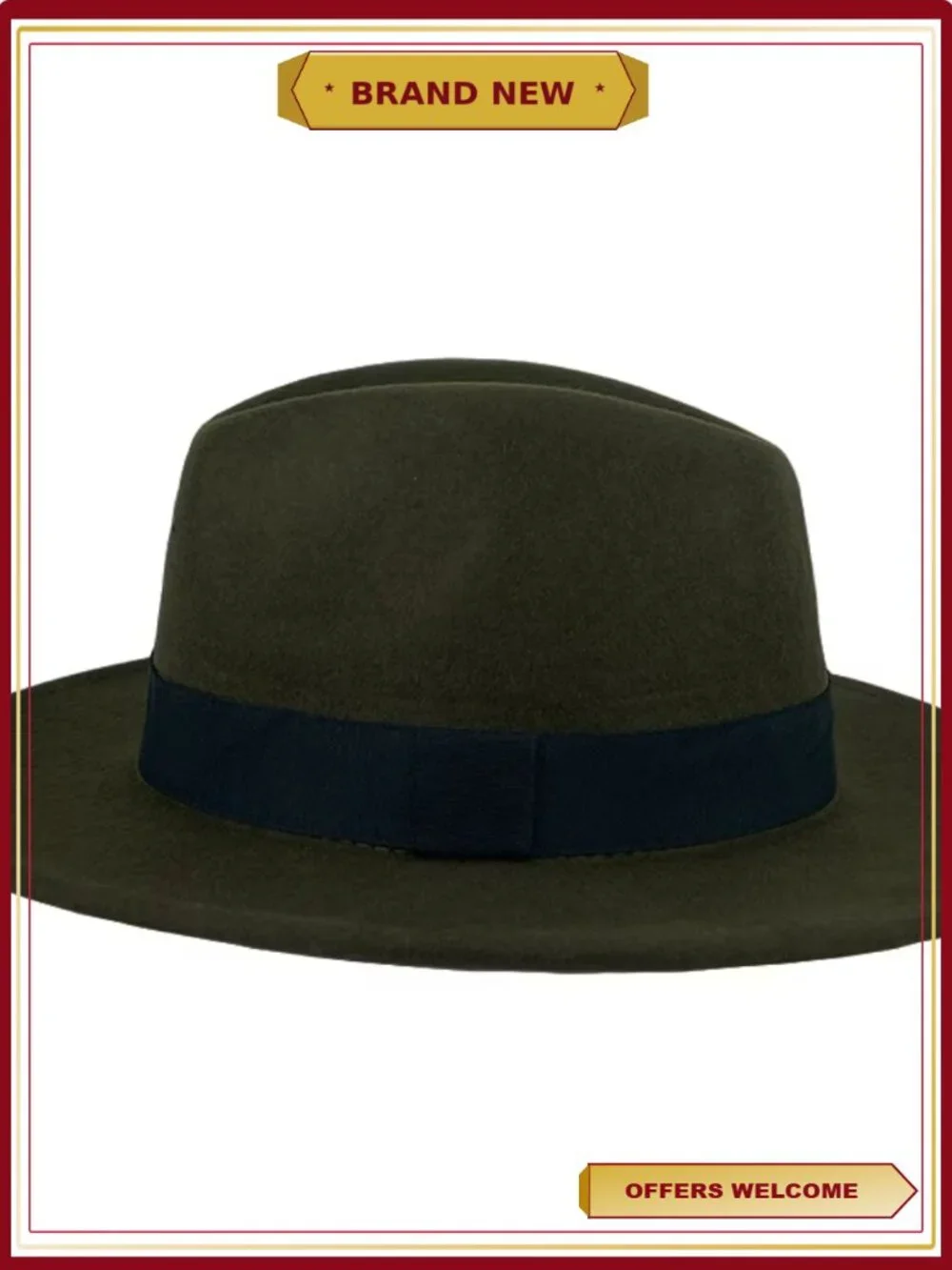 100% Wool Wide Brim Fedora Hat Adjustable Felt Panama Jazz Trilby